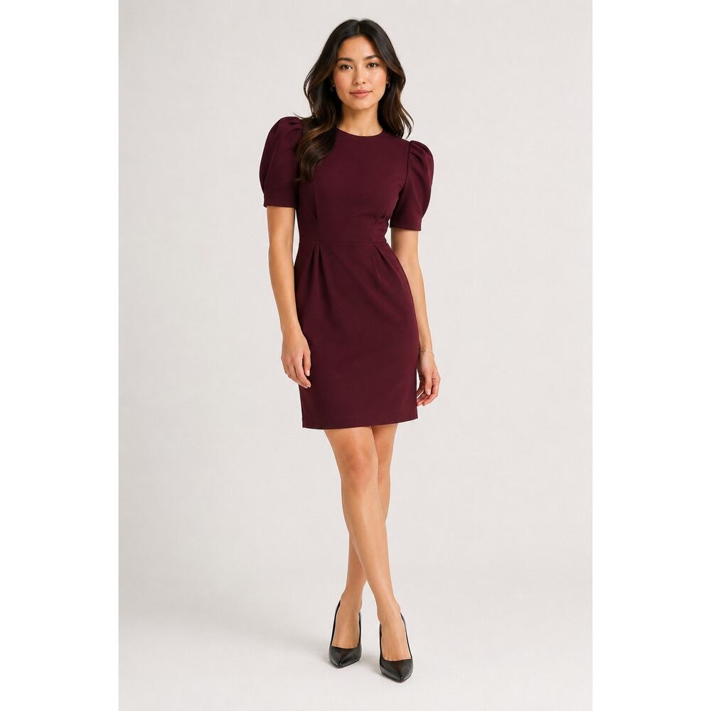 Express Burgundy Puff Sleeve Sheath Mini Dress Career Cocktail Women’s Small